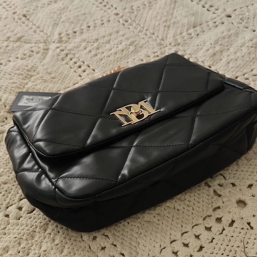 Badgley Mischka Black Quilted Crossbody with Gold Chain - Picture 8 of 9
